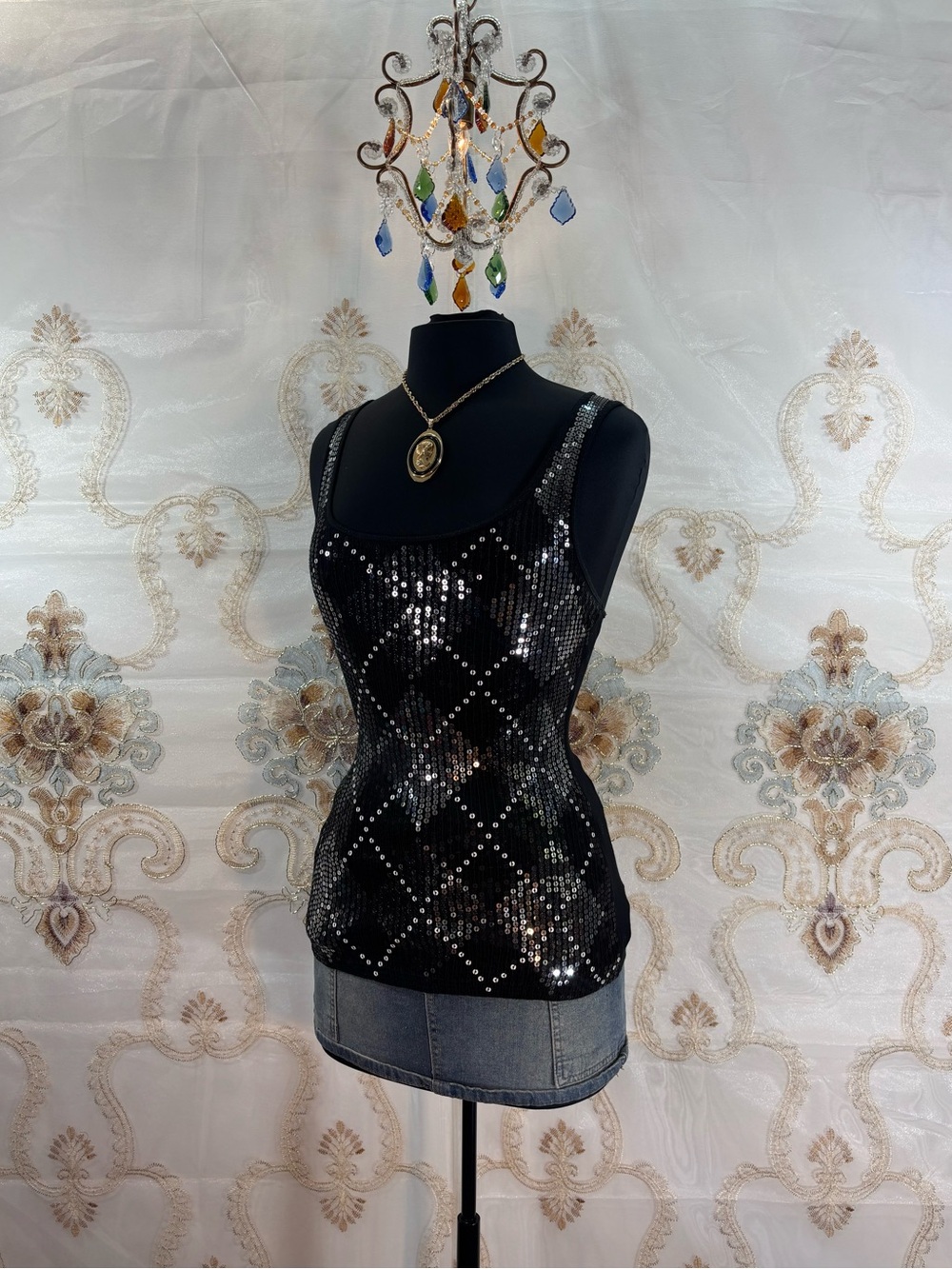 ✨Vintage Y2K Sequins Argyle Print Tank Top✨